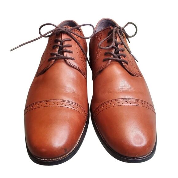 The Nunn Bush Norcross Comfort Gel Cognac Oxford Men's Shoes in size 12W - Picture 3 of 7